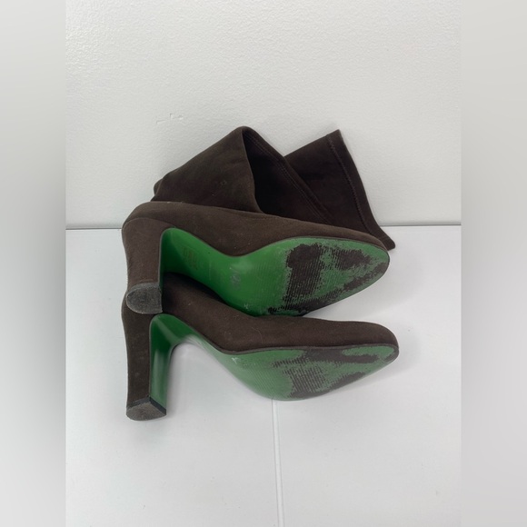 BODEN 38 Luxury Brown Suede Knee-High Women's Green Sole Boots - Picture 6 of 8